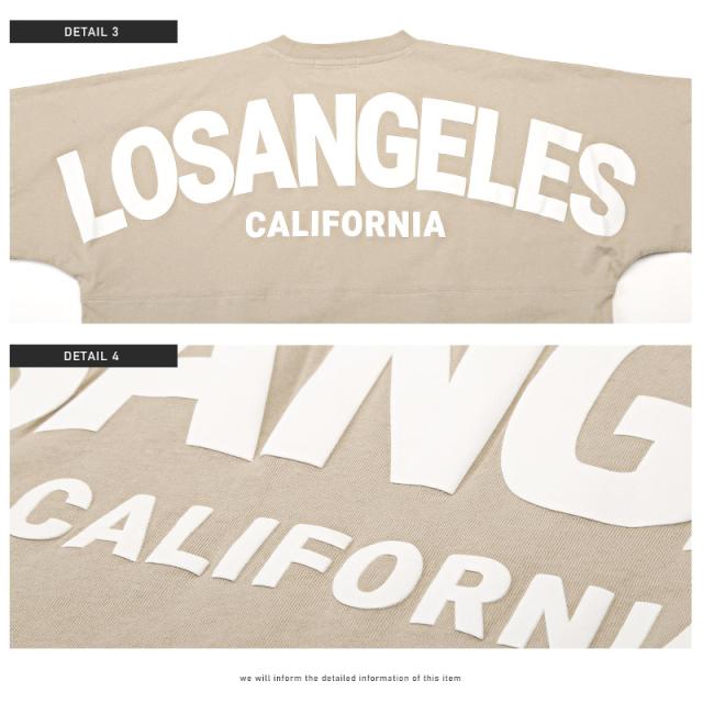 ロンT メンズ 長袖Tシャツ ビッグシルエット バックロゴ 発泡プリント メンズロンT カットソー 長袖 クルーネック ドロップショルダー ドルマンスリーブ LOS ANGELS ゆったり アメカジ ストリート aa-2698 12