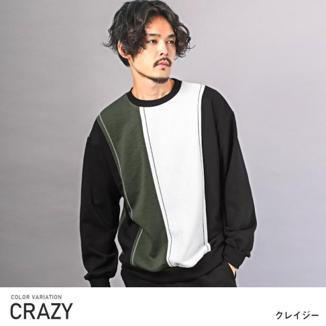 トレーナーメンズレディース長袖スウェットビッグシルエット切替トリムステッチメンズトレーナークルーネックステッチ加工オーバーサイズドロップショルダーゆったりシンプル春秋aa-2708 9