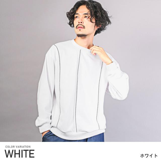 トレーナーメンズレディース長袖スウェットビッグシルエット切替トリムステッチメンズトレーナークルーネックステッチ加工オーバーサイズドロップショルダーゆったりシンプル春秋aa-2708 7