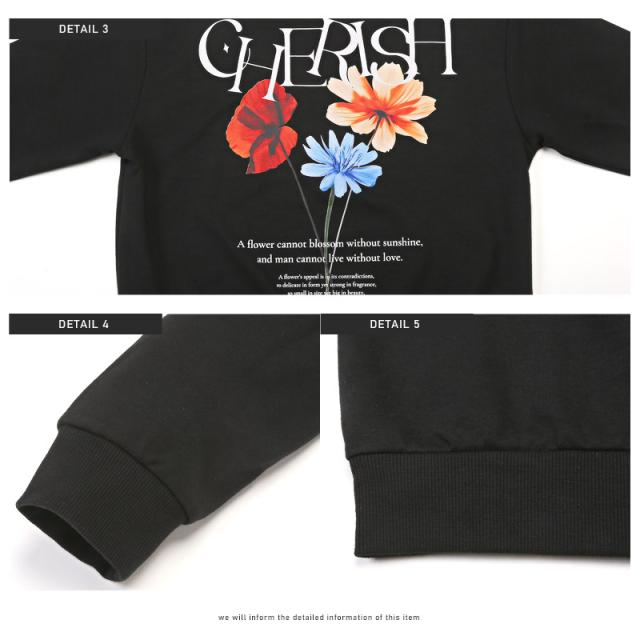 トレーナーメンズレディース長袖スウェットビッグシルエットバックプリントフラワー花柄ロゴメンズトレーナーフォトプリントドロップショルダーホワイトブラックストリート韓国春秋aa-2711 12