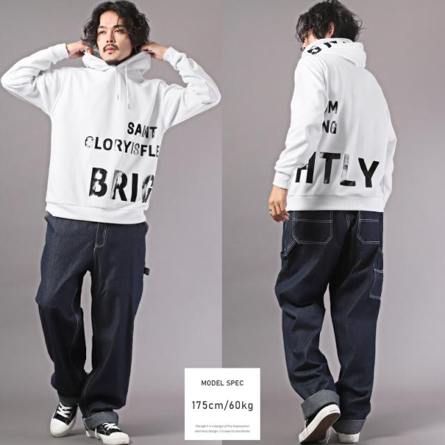 パーカーメンズプルパーカーロゴプリントビッグシルエットメンズパーカーフードフーディートップスビッグロゴ光沢レディースストリート韓国系ユニセックス秋冬ビター系ラフaa-2716 7