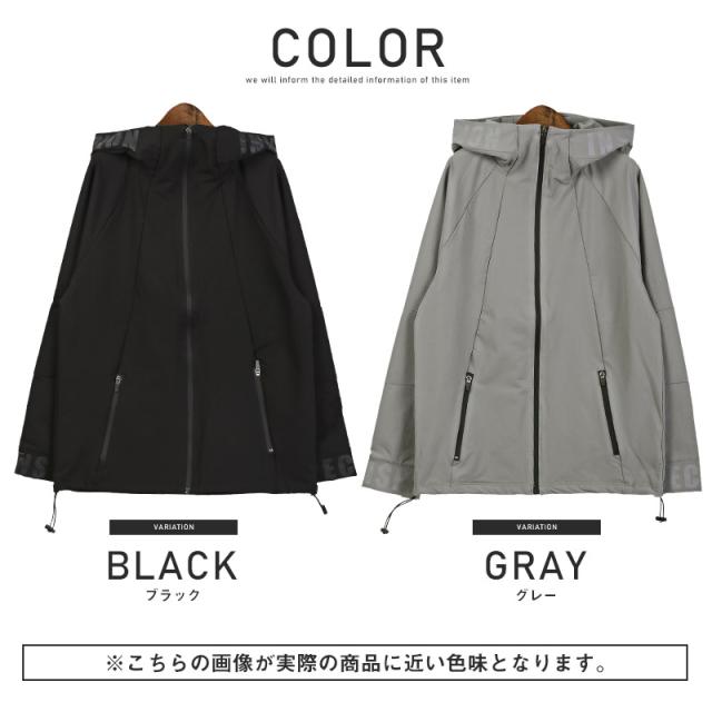 マウンテンパーカー メンズ ストレッチ ナイロン 止水ジップ ロゴプリント メンズパーカー ハイネック フード ドローコード スポーティ トレーニング ジム ウェア aa-2720 13