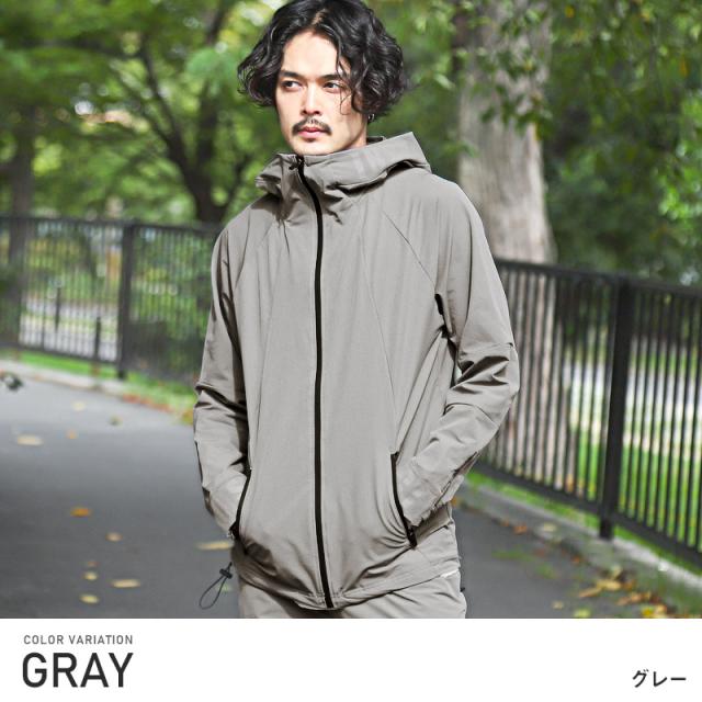 マウンテンパーカー メンズ ストレッチ ナイロン 止水ジップ ロゴプリント メンズパーカー ハイネック フード ドローコード スポーティ トレーニング ジム ウェア aa-2720 4