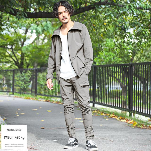 マウンテンパーカー メンズ ストレッチ ナイロン 止水ジップ ロゴプリント メンズパーカー ハイネック フード ドローコード スポーティ トレーニング ジム ウェア aa-2720 5