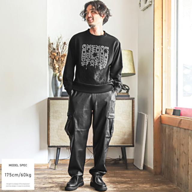 トレーナーメンズ長袖ロゴプリントビッグシルエットエンボス加工メンズトレーナートップスレディースポンチスウェットストリート韓国ユニセックス秋冬ビター系aa-2725 4