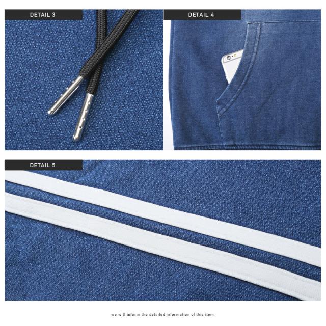 パーカーメンズZIPパーカー長袖デニム裏毛ライントップスジャージ無地ジップパーカージップアップパーカースウェットカットデニムストレッチaa-2754 11