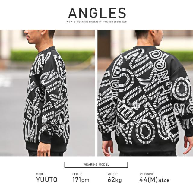 トレーナー メンズ スウェット ロゴ プリント クロス 総柄 メンズトレーナー 長袖 スエット クルーネック ポンチ ホワイト グレー ブラック ルーズ 韓国 10