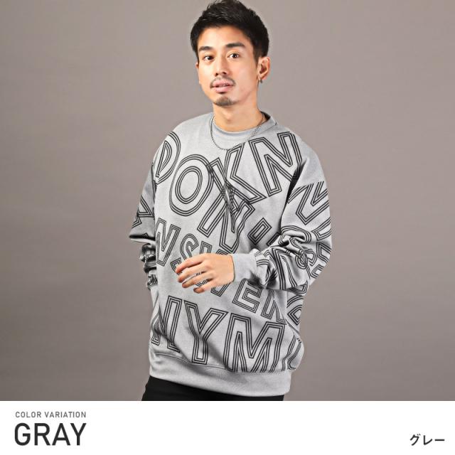 トレーナー メンズ スウェット ロゴ プリント クロス 総柄 メンズトレーナー 長袖 スエット クルーネック ポンチ ホワイト グレー ブラック ルーズ 韓国 8