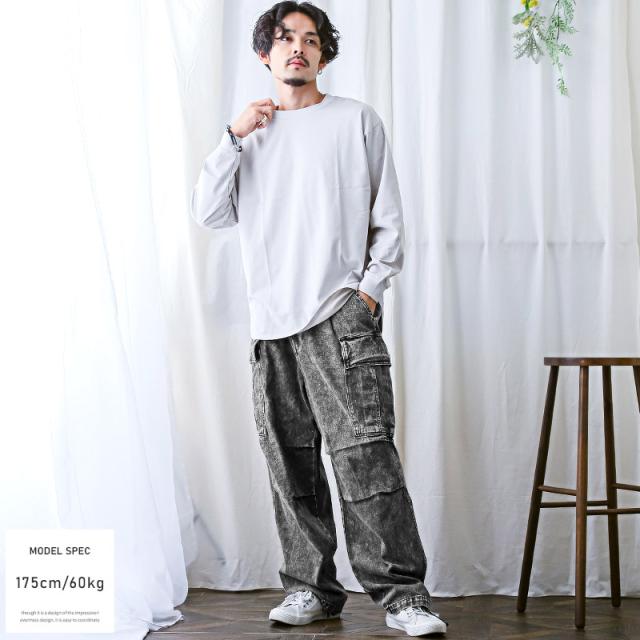 デニムパンツ・カーゴ・メンズ・ワイドパンツ・色落ち・ケミカル加工・イージーパンツ・メンズパンツ・デニムカーゴ・ワイドカーゴ・サイドポケット 7