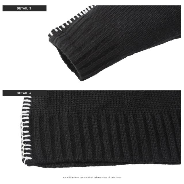 ニット・メンズ・セーター・ビッグシルエット・クルーネック・ステッチ・ニットソー・メンズニット・ニットセーター・ゆるニット・無地・バイカラー 12