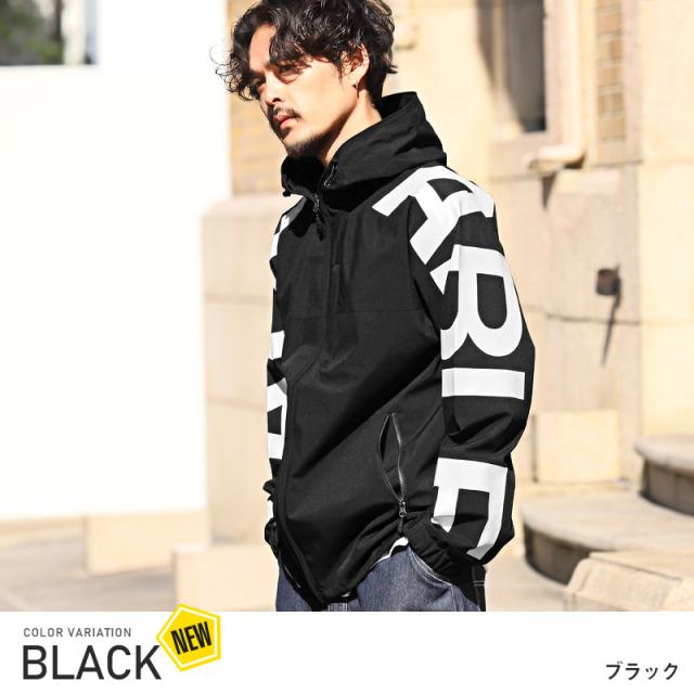 マウンテンパーカー・メンズ・ジャケット・マンパー・袖ロゴ・ストレッチ・アウター・ビッグパーカー・ビッグロゴ・ハイネック・防風・撥水・アウトドア・スポカジ 5