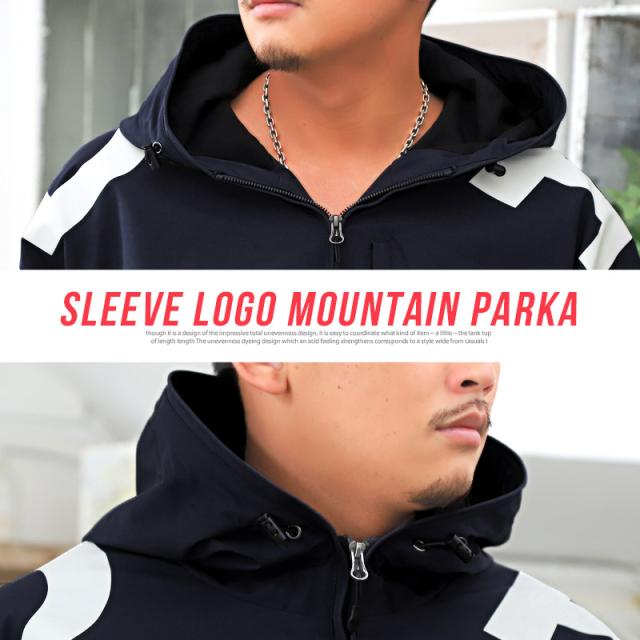 マウンテンパーカー・メンズ・ジャケット・マンパー・袖ロゴ・ストレッチ・アウター・ビッグパーカー・ビッグロゴ・ハイネック・防風・撥水・アウトドア・スポカジ 9