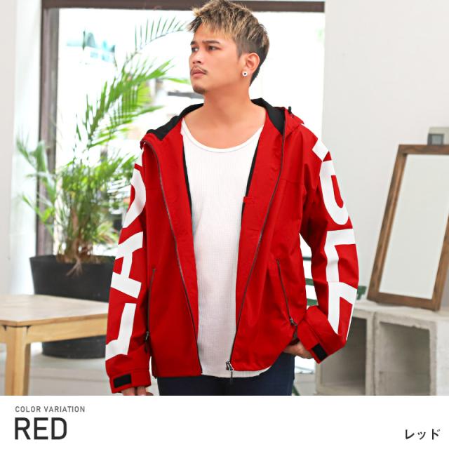 マウンテンパーカー・メンズ・ジャケット・マンパー・袖ロゴ・ストレッチ・アウター・ビッグパーカー・ビッグロゴ・ハイネック・防風・撥水・アウトドア・スポカジ 3