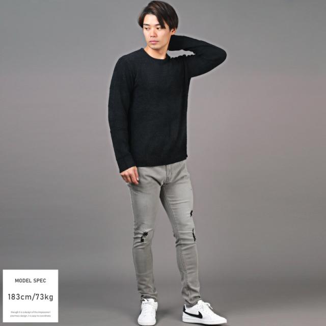 デニムパンツ メンズ スキニーパンツ ストレッチ ダメージ スリム メンズデニム ジーンズ ウォッシュ加工 伸縮性 美脚 タイト 細い 細身 無地 大人 11