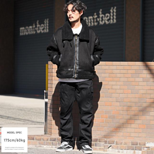 ムートンジャケット・B-3ジャケット・メンズ・スウェード・ボア・メンズジャケット・フライトジャケット・アウター・ミリタリー・ルーズ・もこもこ・暖か 7