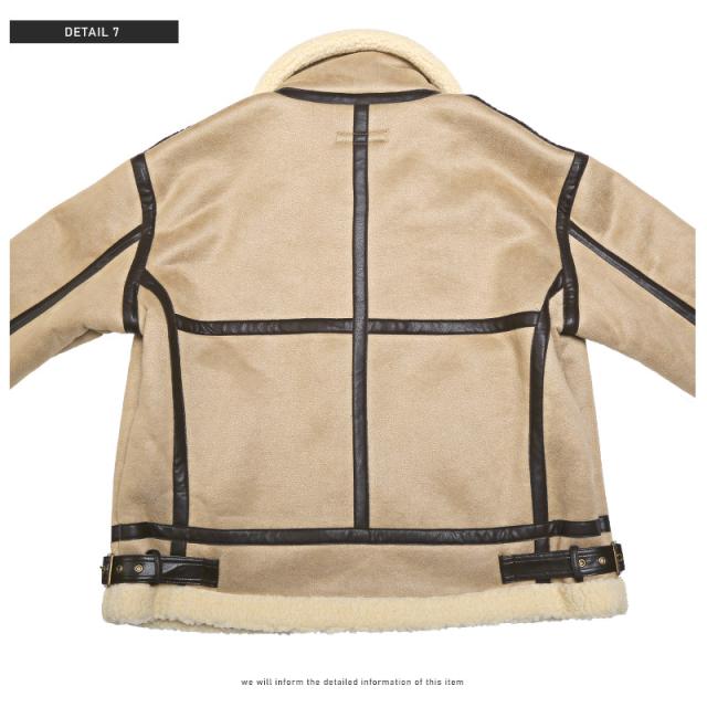 ムートンジャケット・B-3ジャケット・メンズ・スウェード・ボア・メンズジャケット・フライトジャケット・アウター・ミリタリー・ルーズ・もこもこ・暖か 16