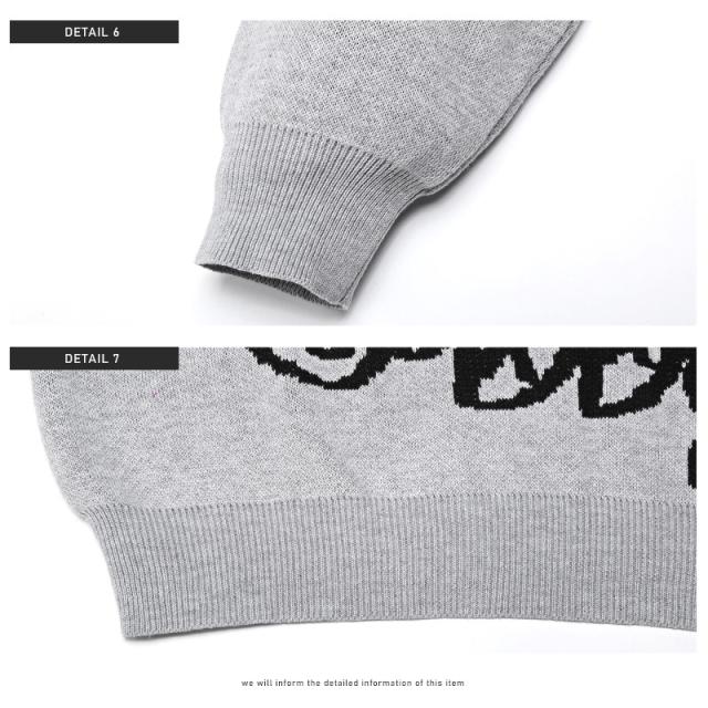 ニット・メンズ・セーター・ハーフジップ・ロゴ・グラフィティ・スタンドネック・メンズニット・メンズセーター・ビッグシルエット・ルーズ・ストリート 16