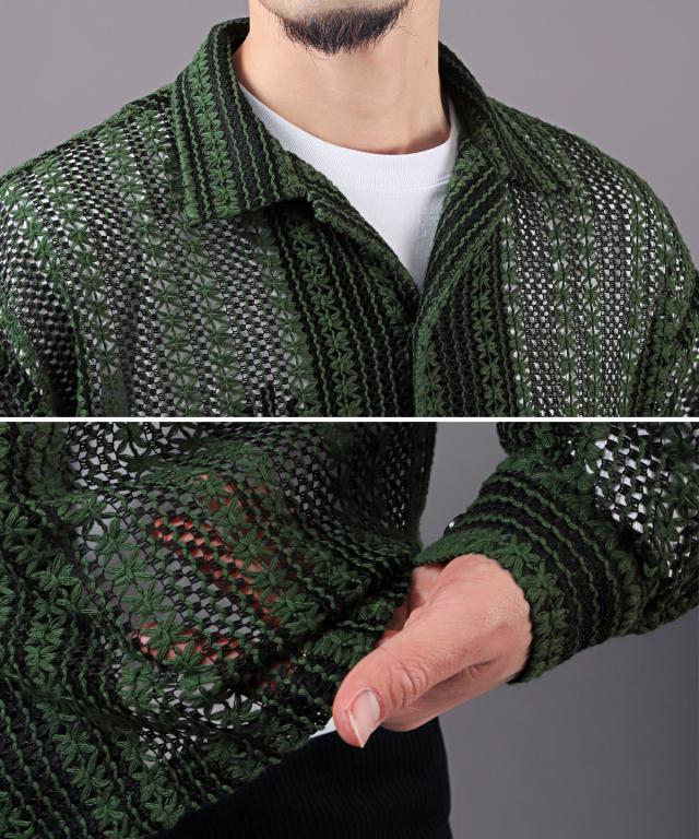 長袖シャツ・メンズ・レディース・レース・ビッグシルエット・ブラウス・ルーズ・レースシャツ・レース編み・バルーンスリーブ・トップス・オーバーサイズ 11