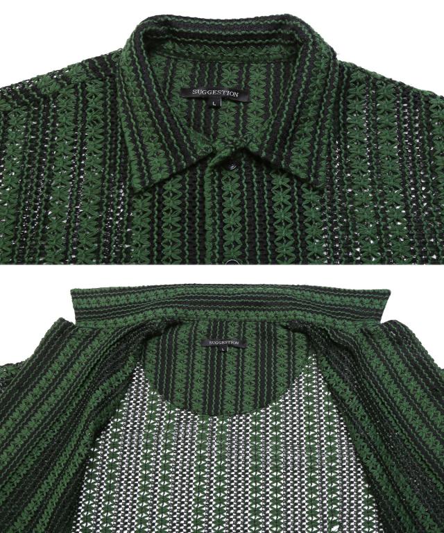 長袖シャツ・メンズ・レディース・レース・ビッグシルエット・ブラウス・ルーズ・レースシャツ・レース編み・バルーンスリーブ・トップス・オーバーサイズ 13