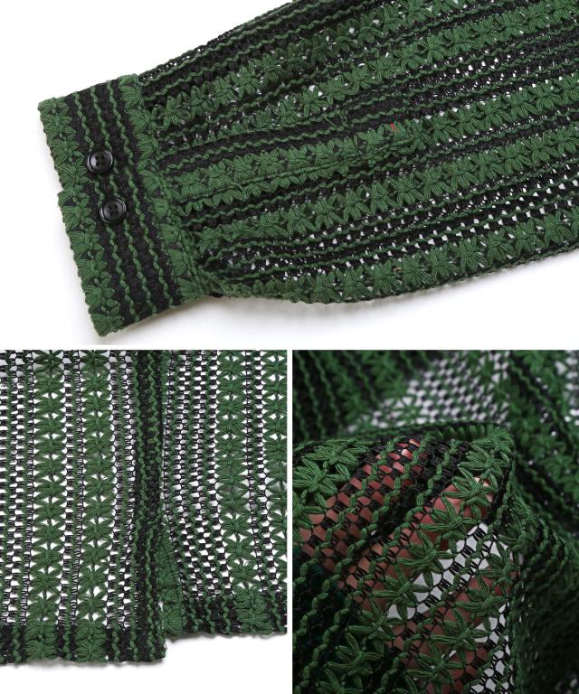 長袖シャツ・メンズ・レディース・レース・ビッグシルエット・ブラウス・ルーズ・レースシャツ・レース編み・バルーンスリーブ・トップス・オーバーサイズ 14