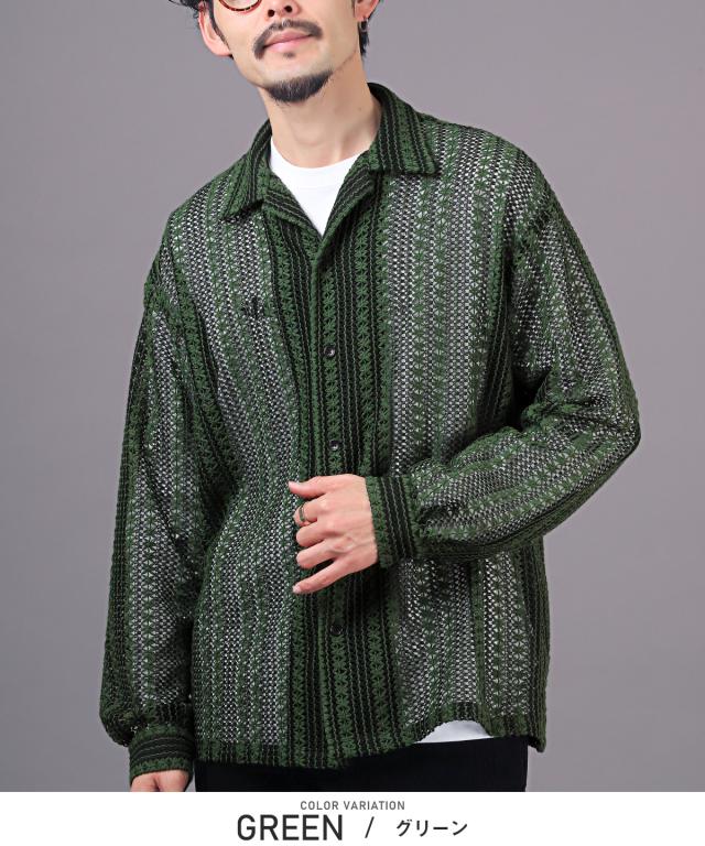 長袖シャツ・メンズ・レディース・レース・ビッグシルエット・ブラウス・ルーズ・レースシャツ・レース編み・バルーンスリーブ・トップス・オーバーサイズ 7