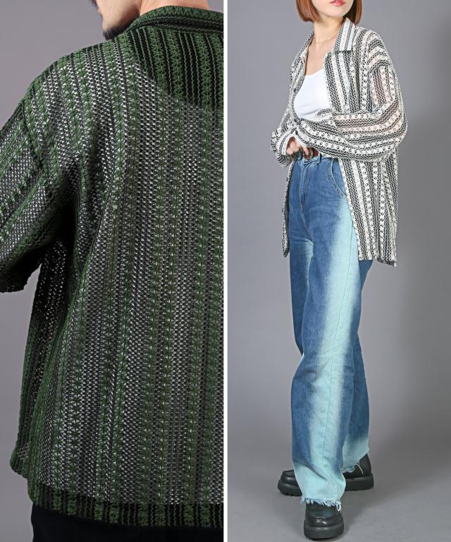 長袖シャツ・メンズ・レディース・レース・ビッグシルエット・ブラウス・ルーズ・レースシャツ・レース編み・バルーンスリーブ・トップス・オーバーサイズ 3