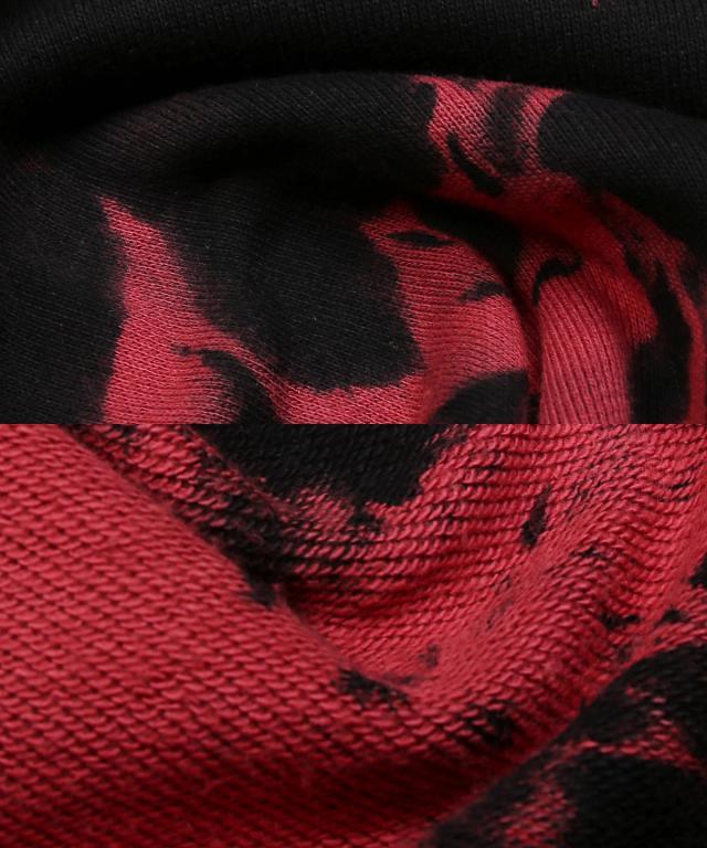 ロンT・メンズ・長袖Tシャツ・タイダイ・ムラ染め・ミニ裏毛メンズロンT・カットソー・ロング丈・ダメージ・クラッシュ加工・オーバーサイズ・白・黒・赤 15