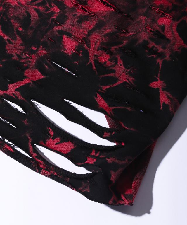 ロンT・メンズ・長袖Tシャツ・タイダイ・ムラ染め・ミニ裏毛メンズロンT・カットソー・ロング丈・ダメージ・クラッシュ加工・オーバーサイズ・白・黒・赤 4