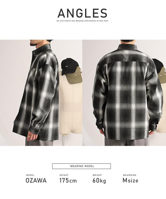 長袖シャツ・メンズ・オンブレチェック・ビッグシルエット・総柄・チェックシャツ・メンズシャツ・ビッグシャツ・胸ポケット・レギュラーカラー・チェック柄 11