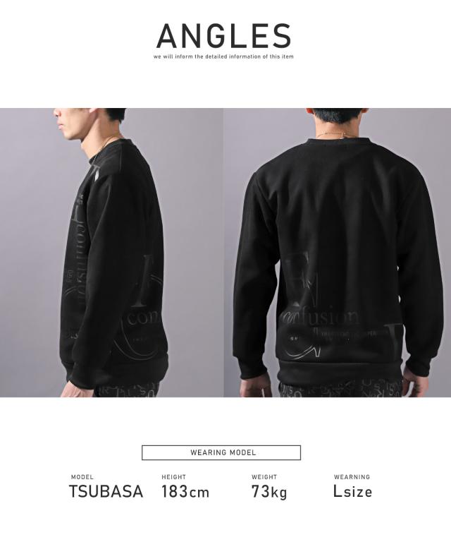 トレーナー メンズ レディース スウェット スウェード エンボス ロゴ トップス スエード 起毛 ホワイト ブラック プリント ユニセックス 春 秋 11