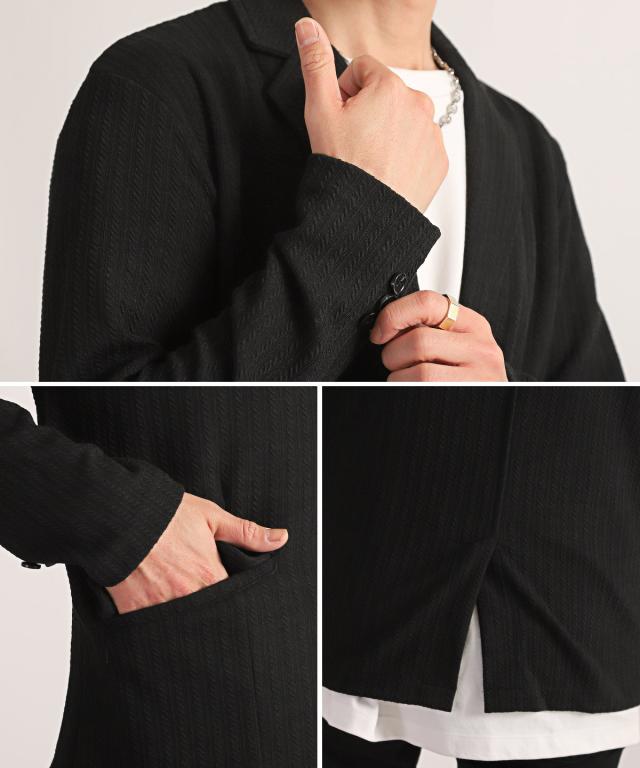 テーラードジャケット・メンズ・2ボタン・ケーブルジャガード・ストレッチ・※ボトムス別売り※・メンズジャケット・アウター・スーツ・カジュアルスーツ 8