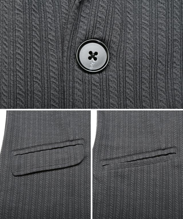 テーラードジャケット・メンズ・2ボタン・ケーブルジャガード・ストレッチ・※ボトムス別売り※・メンズジャケット・アウター・スーツ・カジュアルスーツ 11