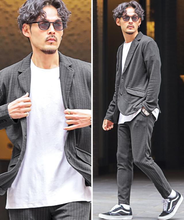 テーラードジャケット・メンズ・2ボタン・ケーブルジャガード・ストレッチ・※ボトムス別売り※・メンズジャケット・アウター・スーツ・カジュアルスーツ 3