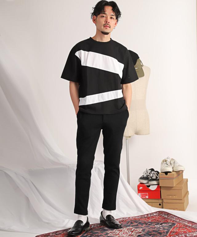 イージーパンツ メンズ スラックス ストレッチ ケーブル 細身 ロングパンツ 総柄 スリム 伸縮性 上品 大人 きれいめ オシャレ 8