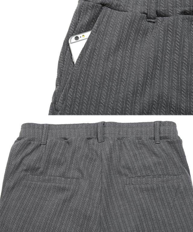 イージーパンツ メンズ スラックス ストレッチ ケーブル 細身 ロングパンツ 総柄 スリム 伸縮性 上品 大人 きれいめ オシャレ 11
