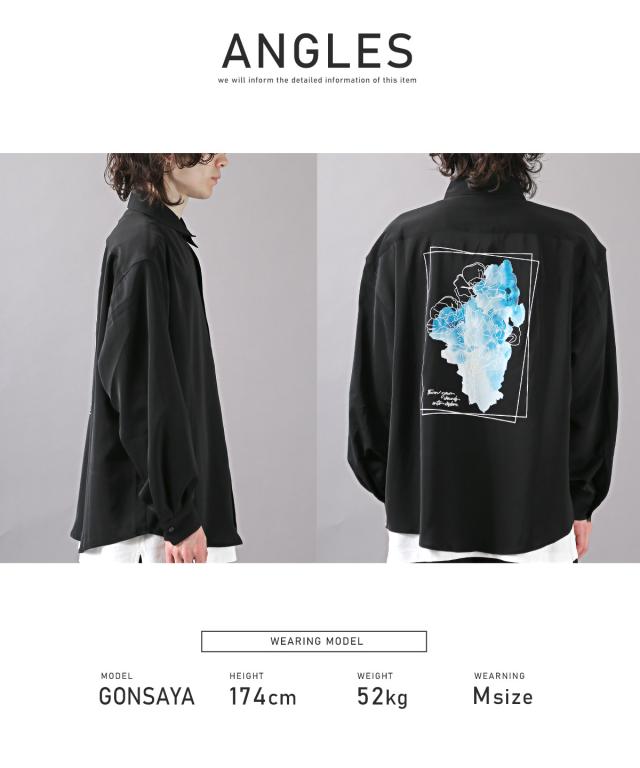 長袖シャツ・メンズ・バックプリント・ロゴ・刺繍・フォトプリント・ビッグシルエット・花柄・シャツ・長袖・カジュアルシャツ・フラワー・とろみ・ロング丈 11