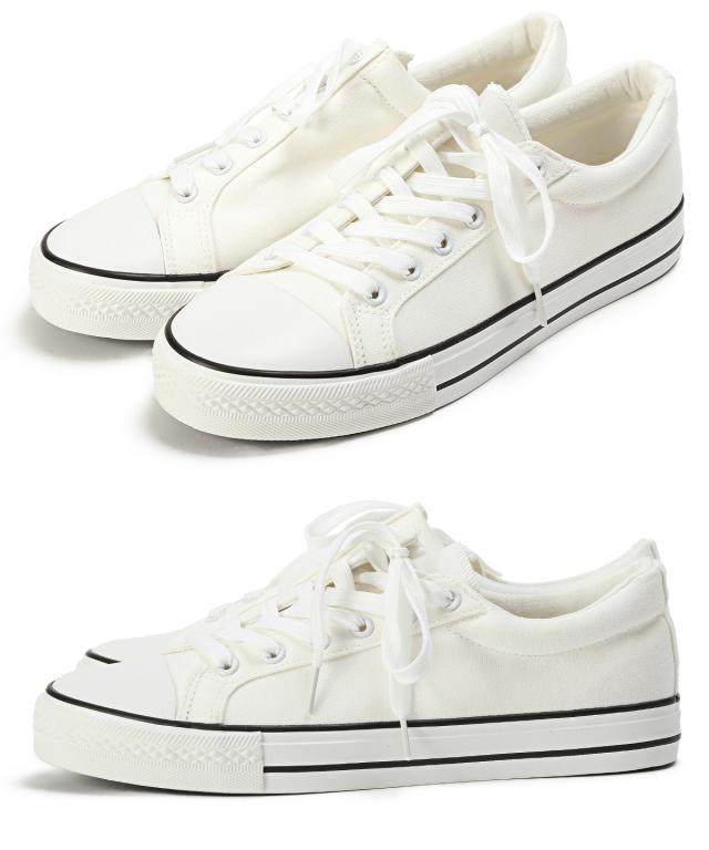 スニーカー メンズ 靴 シューズ ローカット キャンバス レースアップ サイドレース シンプル カジュアル フットウェア スポーティ 通勤 通学 9