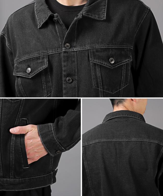 送料無料・ユーズド加工デニムジャケット・ジージャン・ライトアウター・オーバーサイズ・ルーズ・ユニセックス・お洒落・カジュアル 8