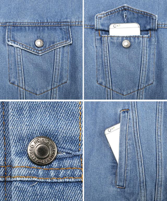 送料無料・ユーズド加工デニムジャケット・ジージャン・ライトアウター・オーバーサイズ・ルーズ・ユニセックス・お洒落・カジュアル 11