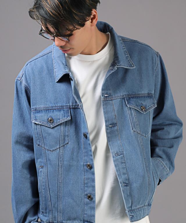 送料無料・ユーズド加工デニムジャケット・ジージャン・ライトアウター・オーバーサイズ・ルーズ・ユニセックス・お洒落・カジュアル 3