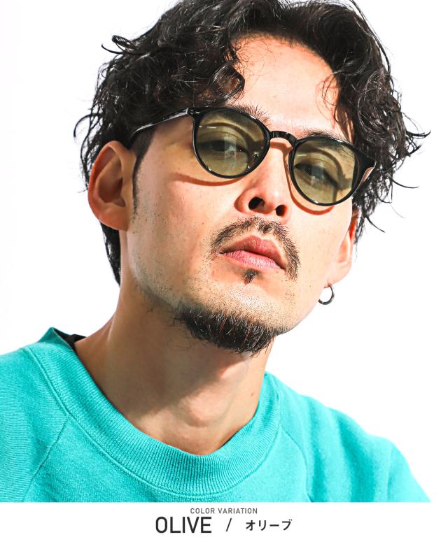 ボストンサングラス・メンズサングラス・だてめがね・伊達眼鏡・カラサン・紫外線対策・UV対策・色付きレンズ・細め・男女兼用・カジュアル 4