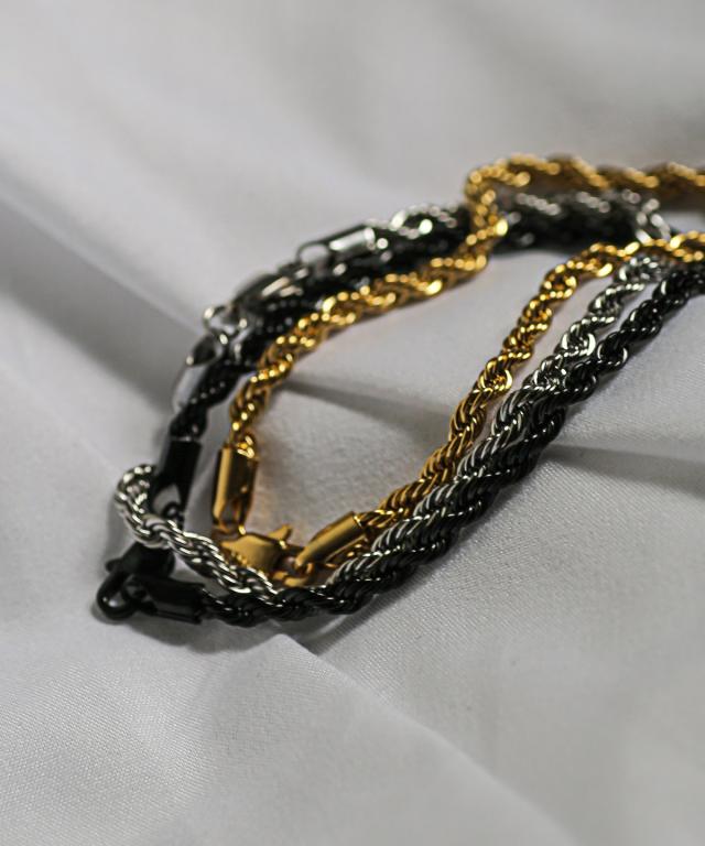 ロープチェーンブレスレット・メンズアクセサリー・チェーンブレスレット・ロープ・金・銀・黒・シンプル・大人・上品・プレゼント・ギフト 3