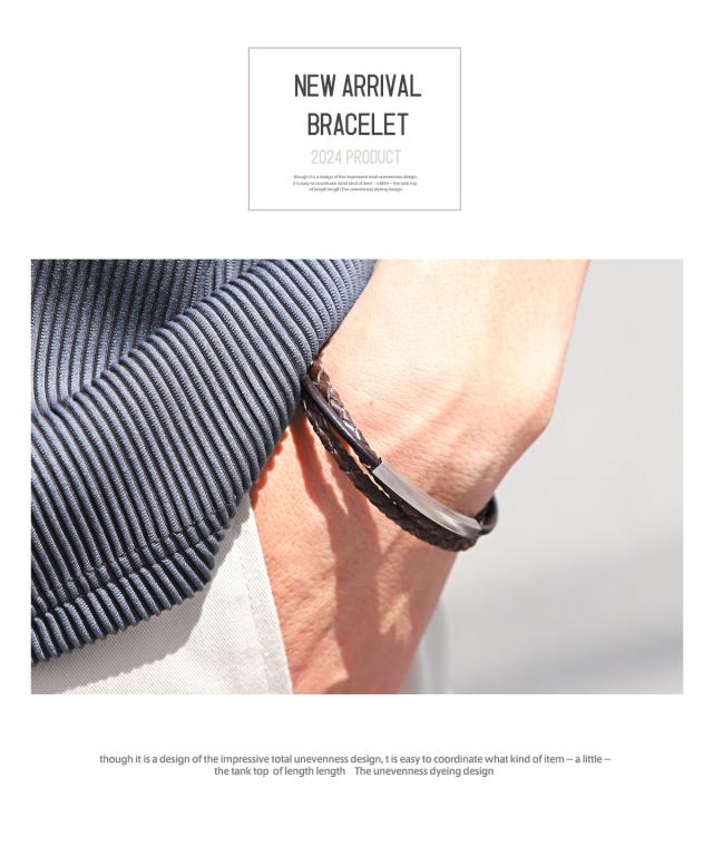 編み込みレザーブレスレット・合皮・合成皮革・PUレザー・ユニセックス・サーフ系・カジュアル・ギフト・プレゼント 4