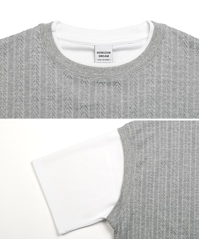ベストフェイクレイヤード半袖Tシャツ・メンズTシャツ・カットソー・トップス・ビッグシルエット・ゆったり・シンプル・カジュアル・大人 12