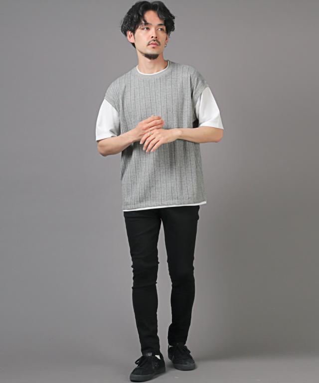 ベストフェイクレイヤード半袖Tシャツ・メンズTシャツ・カットソー・トップス・ビッグシルエット・ゆったり・シンプル・カジュアル・大人 10