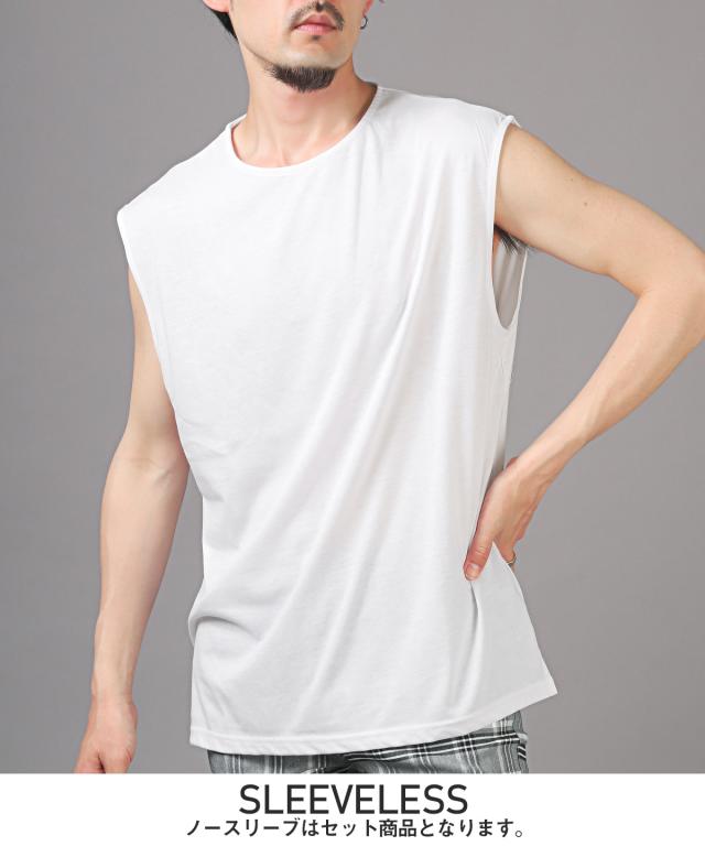 ネックレス付き梨地ノースリーブ半袖Tシャツ・メンズTシャツ・3P・重ね着・ネックレス・ユニセックス・オーバーサイズ・カジュアル 12