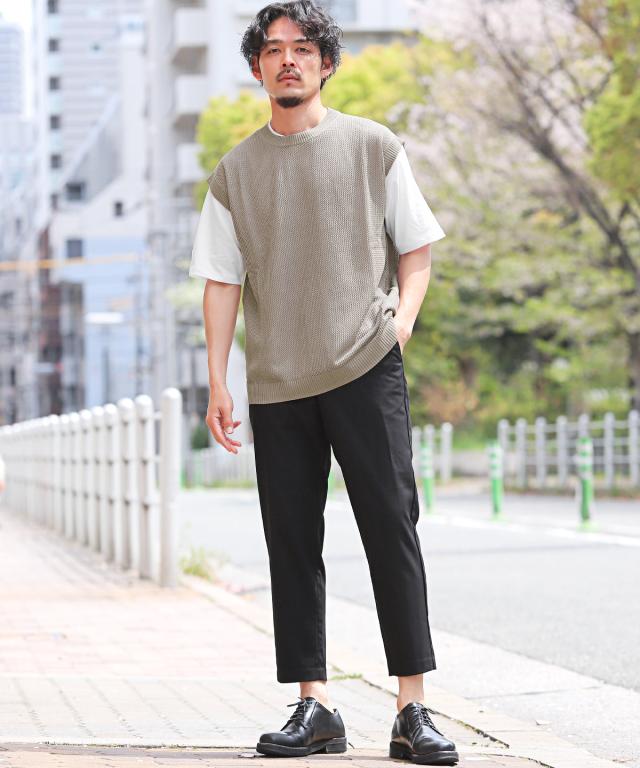 サマーニットベスト×半袖Tシャツセット・半袖Tシャツ・ベスト・2P・重ね着・ゆったり・ビッグシルエット・学生・スクール・通勤・学校・お洒落 5