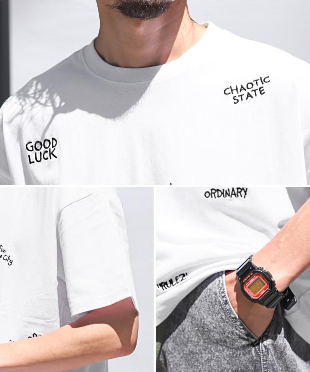 ロゴ刺繍入り半袖Tシャツ・メンズTシャツ・ビッグTシャツ・オーバーサイズ・トップス・クルーネック・ユニセックス・カジュアル・ストリート 6