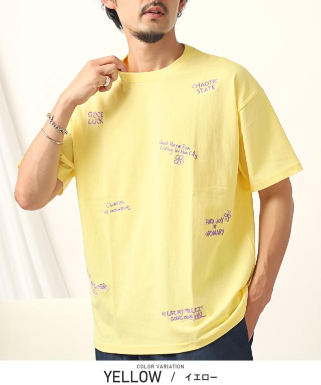 ロゴ刺繍入り半袖Tシャツ・メンズTシャツ・ビッグTシャツ・オーバーサイズ・トップス・クルーネック・ユニセックス・カジュアル・ストリート 11
