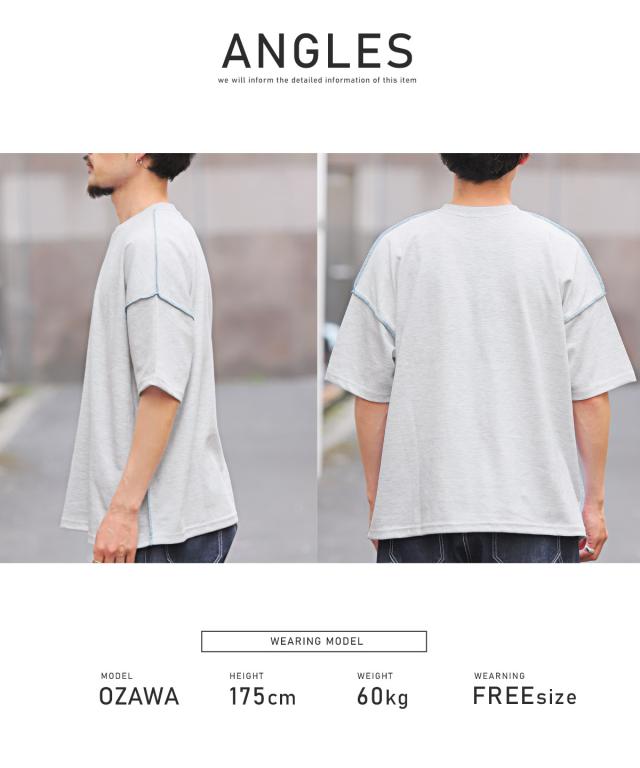 無地ステッチ半袖Tシャツ・半袖Tシャツ・メンズTシャツ・ビッグTシャツ・ユニセックス・アウトステッチ・オーバーサイズ・シンプル・推し活 15